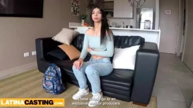Tiny 18 year old latina ass eaten and pussy fucked in fake model casting