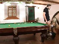 Blowjob during a game of pool